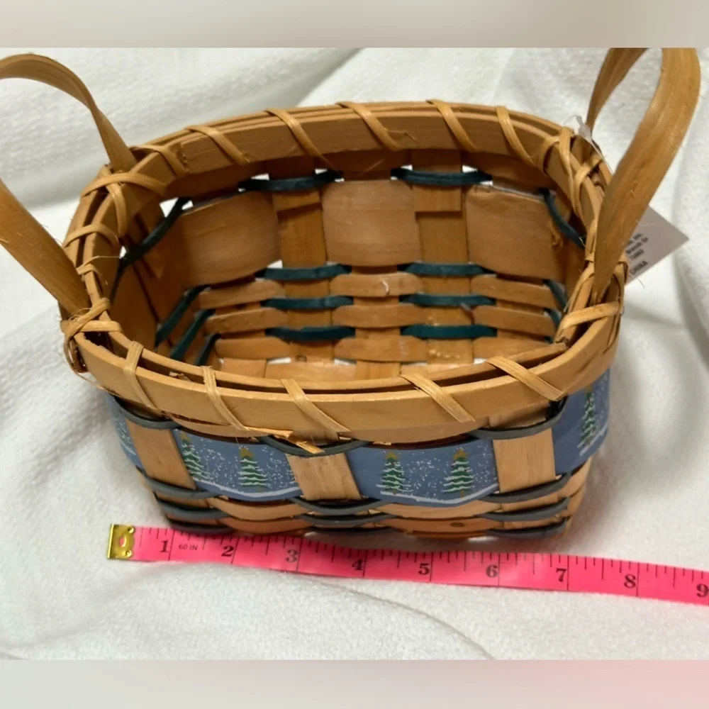 Woven holiday basket with snowy tree design. New with tags!